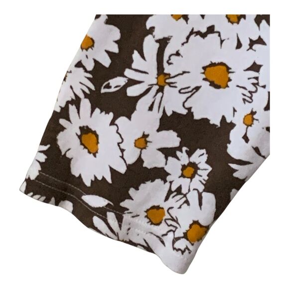 Croft and Barrow Blouse XL Brown White Daisy Print Cotton 3/4 Sleeve T-Shirt - Picture 2 of 8